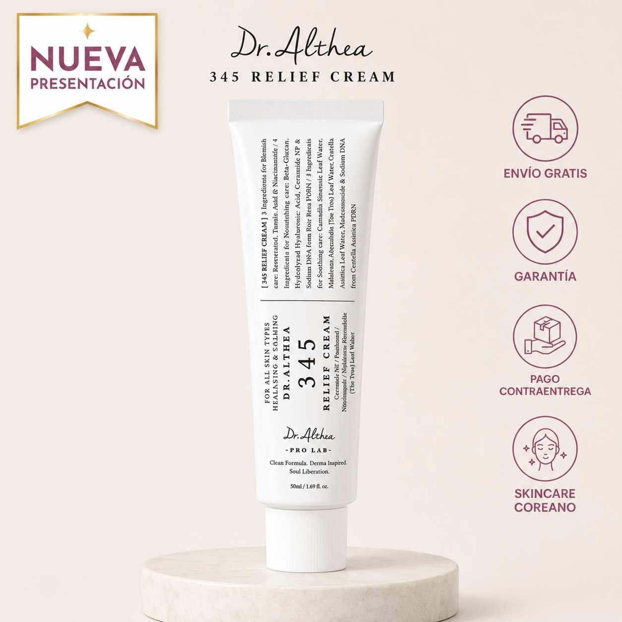 Dr. Althea 345 Relief Cream: Crema Hidratante Coreana Anti-Acné con Niacinamida y Centella Asiática