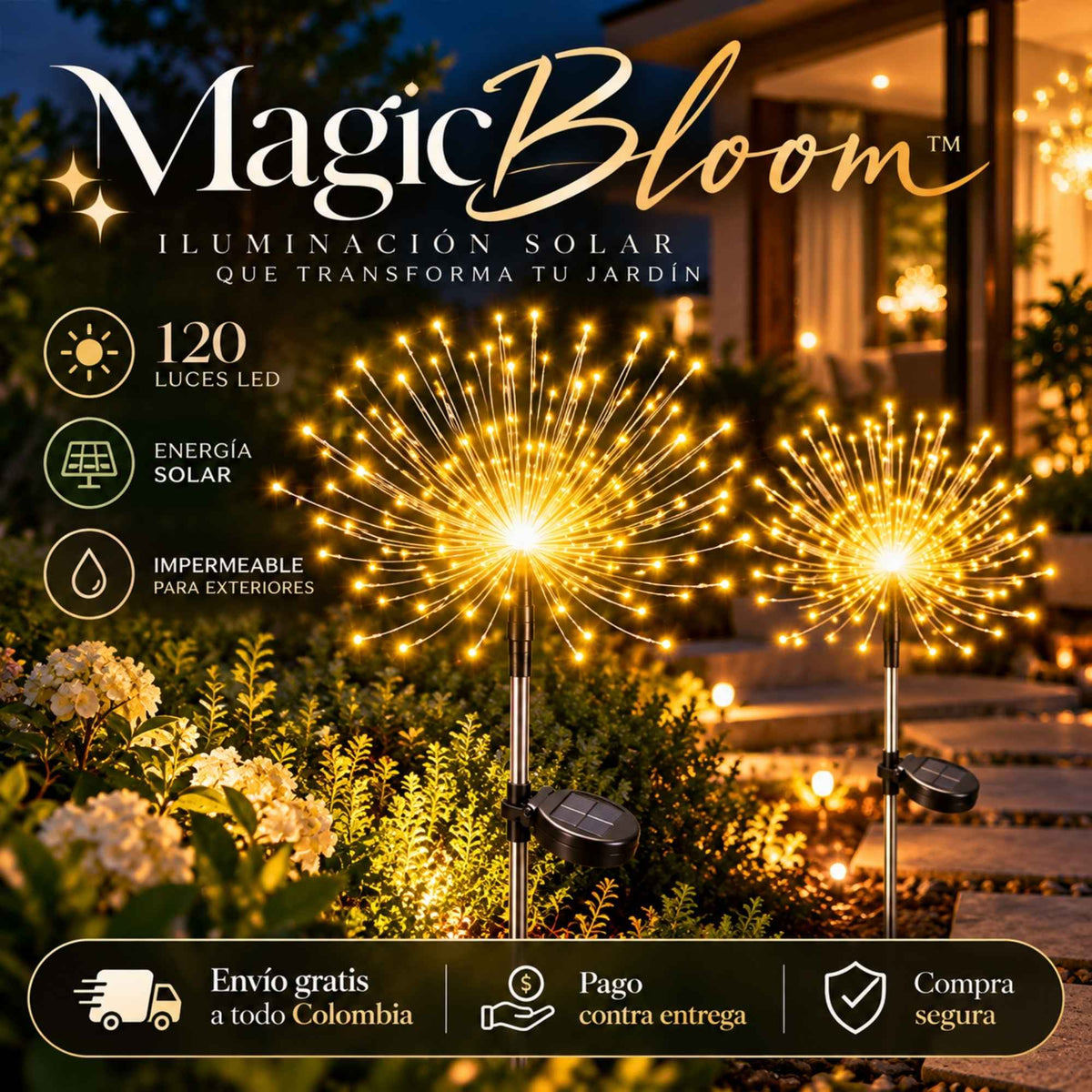 (PAGA 1 LLEVA 2) MagicBloom™ | Iluminación solar que transforma tu jardín