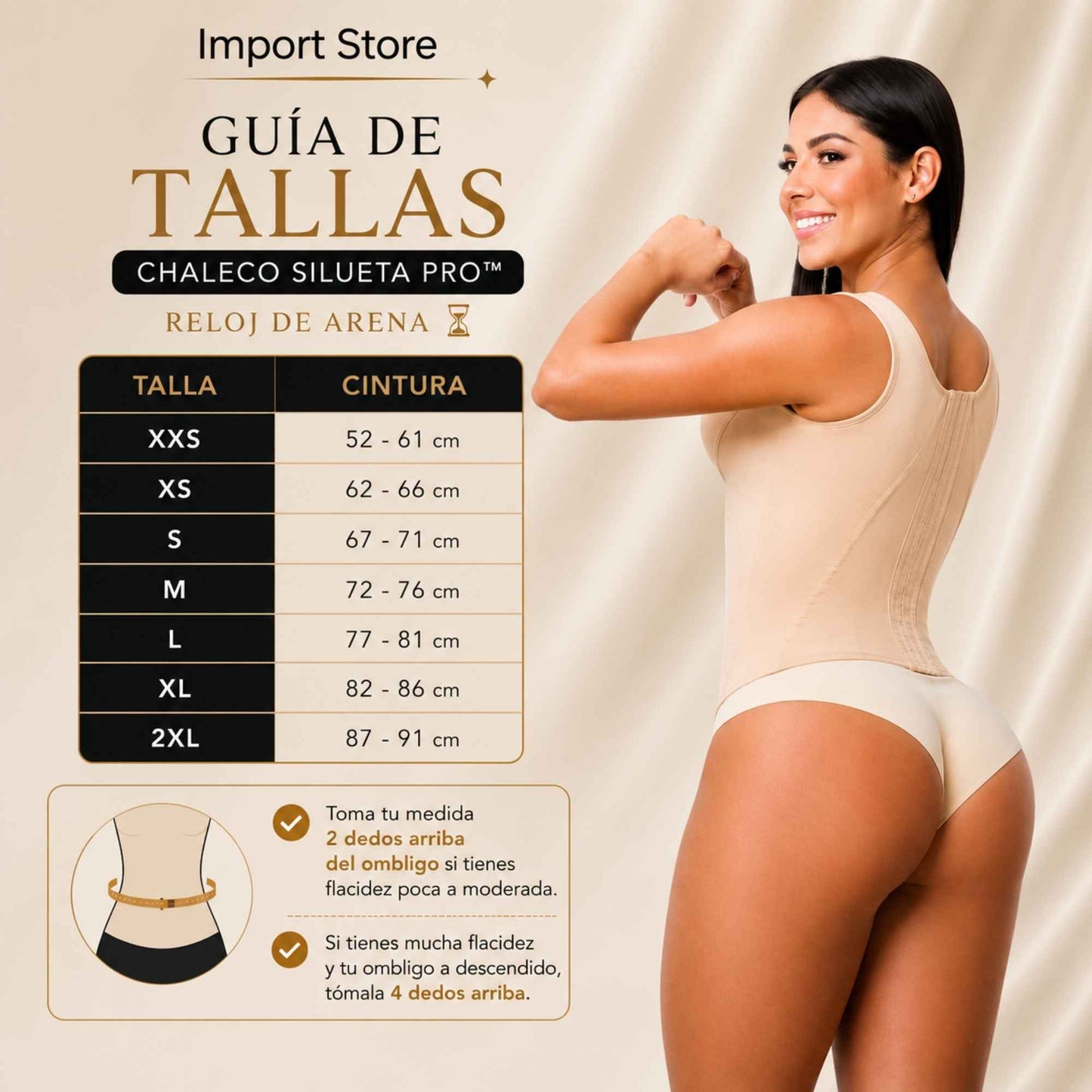 Chaleco Silueta Pro™: Tecnología de doble ajuste para una figura de reloj de arena perfecta.