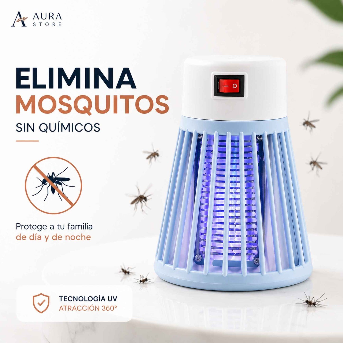 Lámpara Antimosquitos con Luz Ultravioleta MosquiZap - Protección 360° para tu hogar.