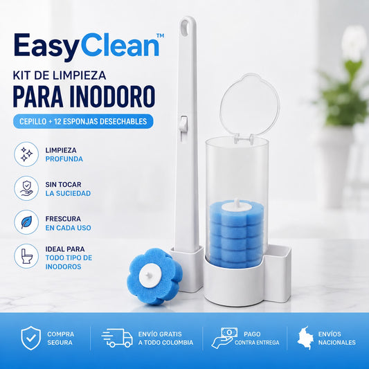 EasyClean™ – Kit de Limpieza Para Inodoro: Cepillo + 12 Esponjas Desechables