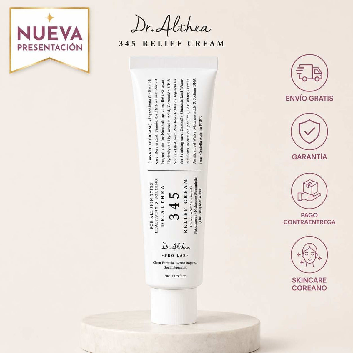 Dr. Althea 345 Relief Cream: Crema Hidratante Coreana Anti-Acné con Niacinamida y Centella Asiática