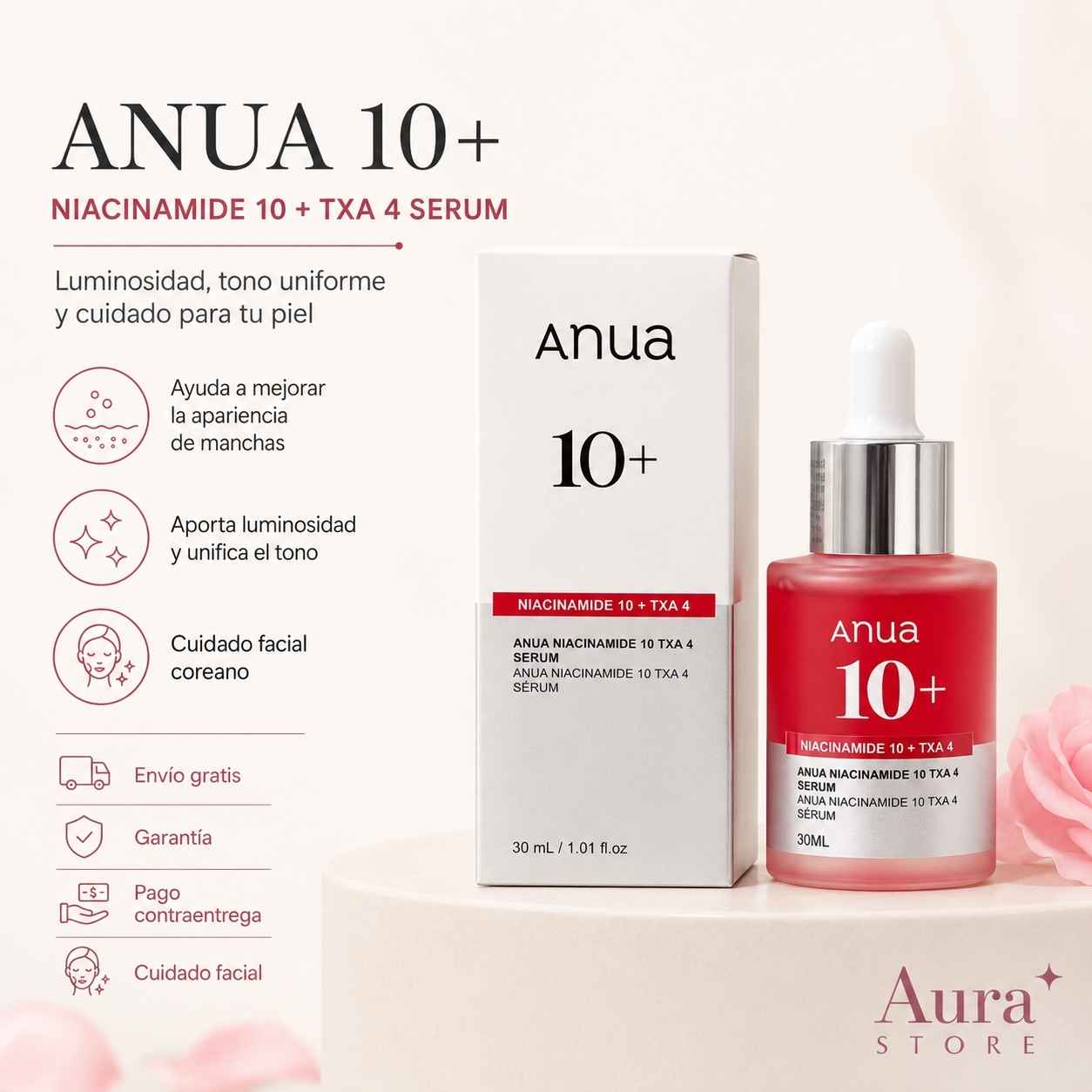 Serum Coreano Anua 10+ Despigmentante | Anti-Manchas, Rostro y Cuerpo