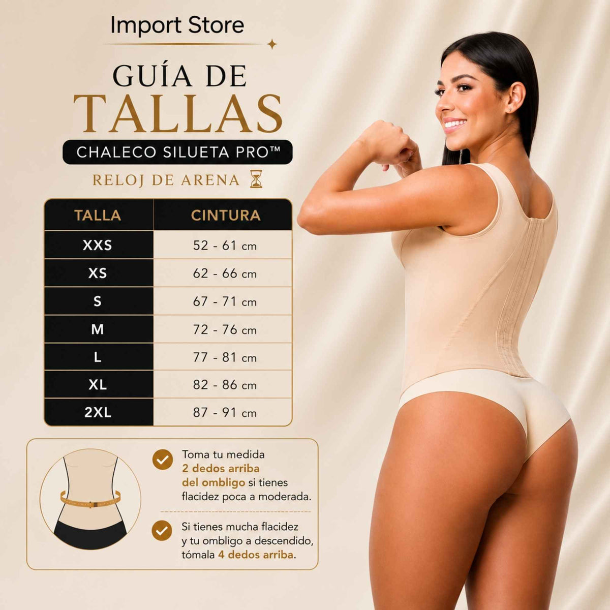 Chaleco Silueta Pro™: Tecnología de doble ajuste para una figura de reloj de arena perfecta.