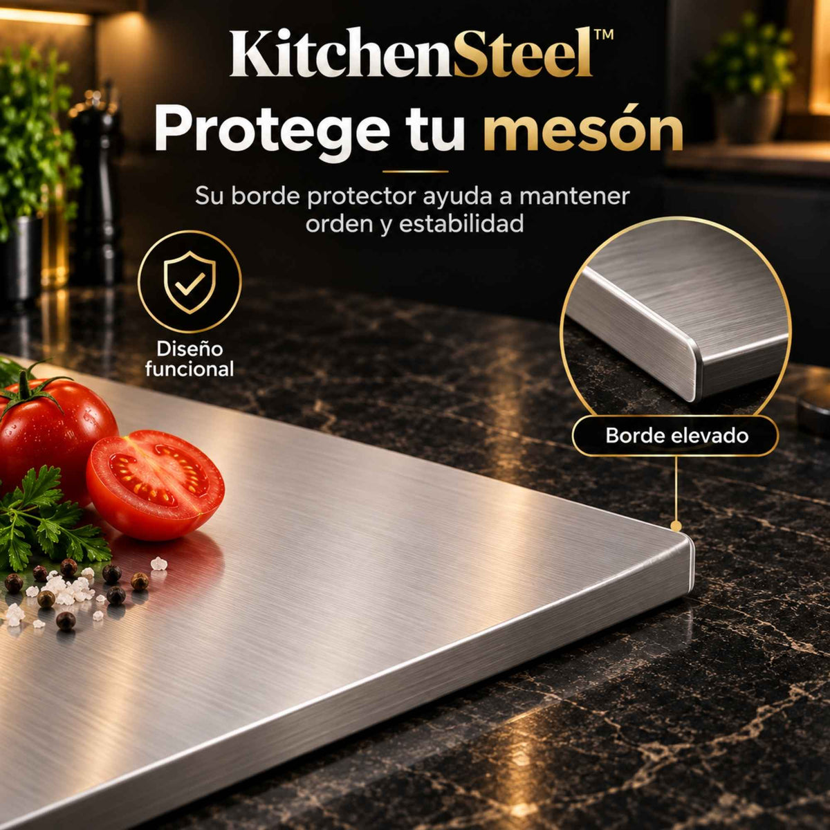 KitchenSteel™ – Una superficie resistente para preparar tus alimentos