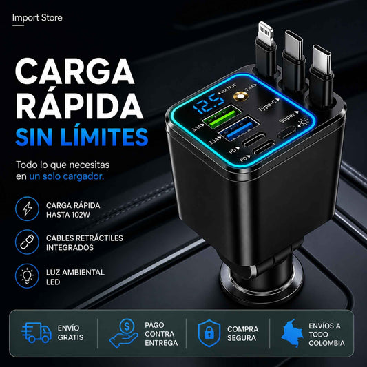 AstroCarga™ Pro 7-en-1: Energía rápida para tu viaje, magia para tu auto.