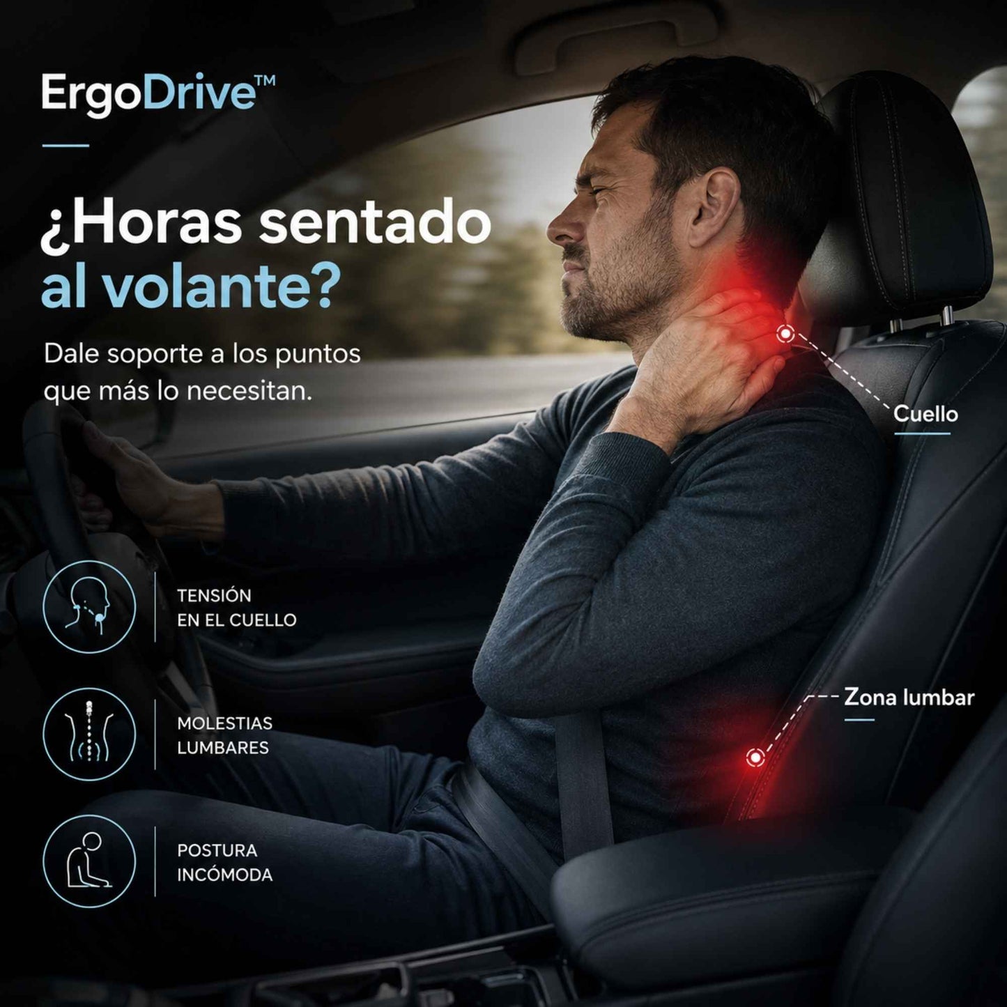 ErgoDrive™: El soporte ergonómico definitivo para tu auto.