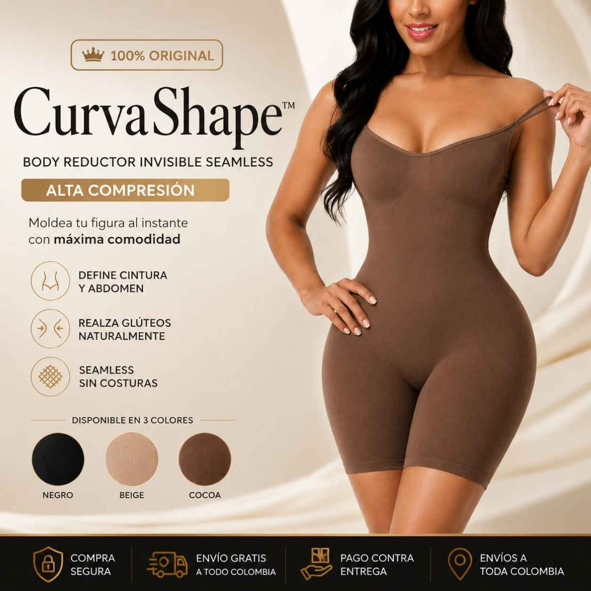 CurvaShape™ | Body Reductor Invisible Seamless — Alta Compresión 100% Original
