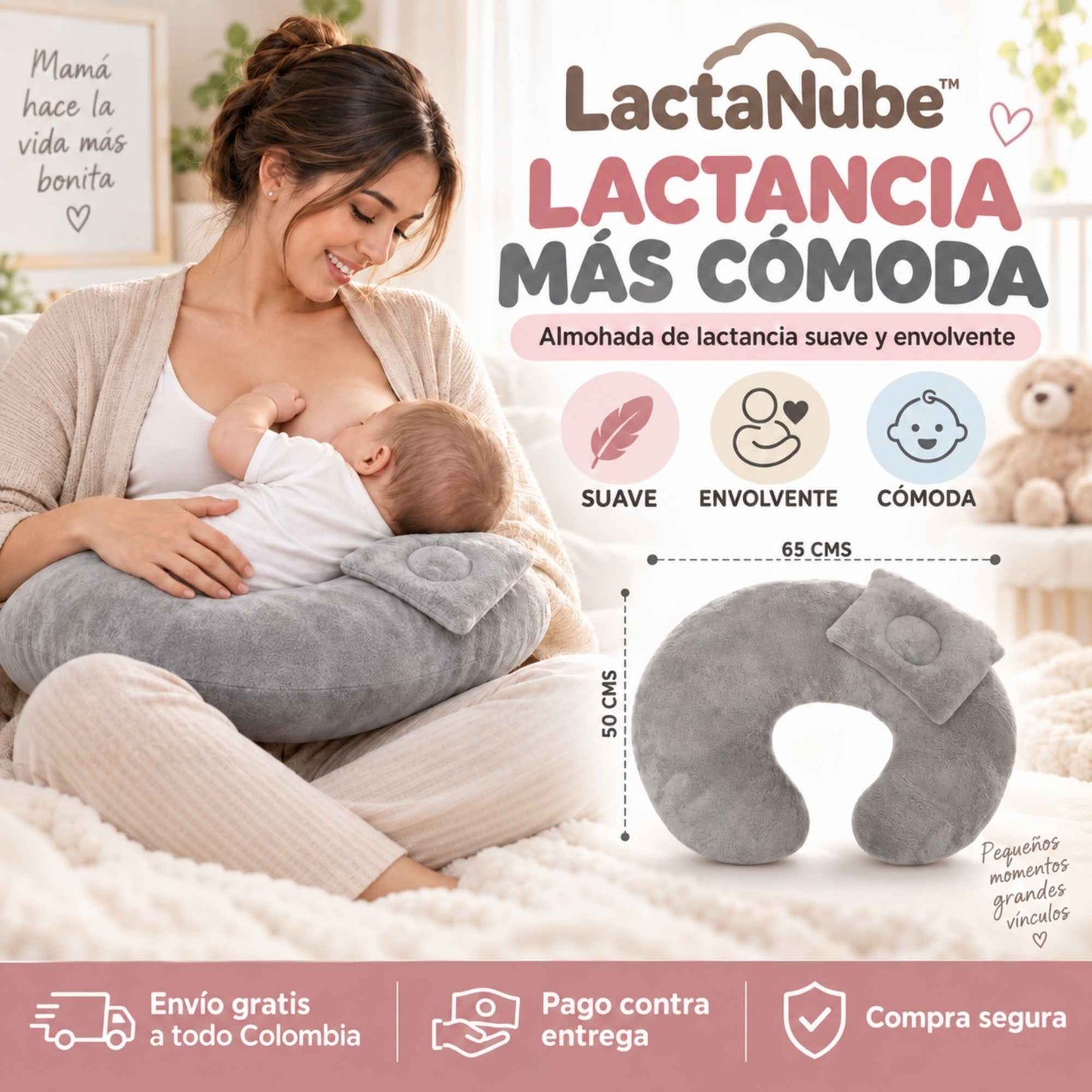 LactaNube™ – Almohada de lactancia suave y envolvente