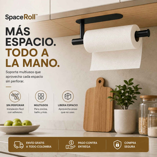 SpaceRoll™ – Soporte Multiusos que Libera Espacio sin Perforar