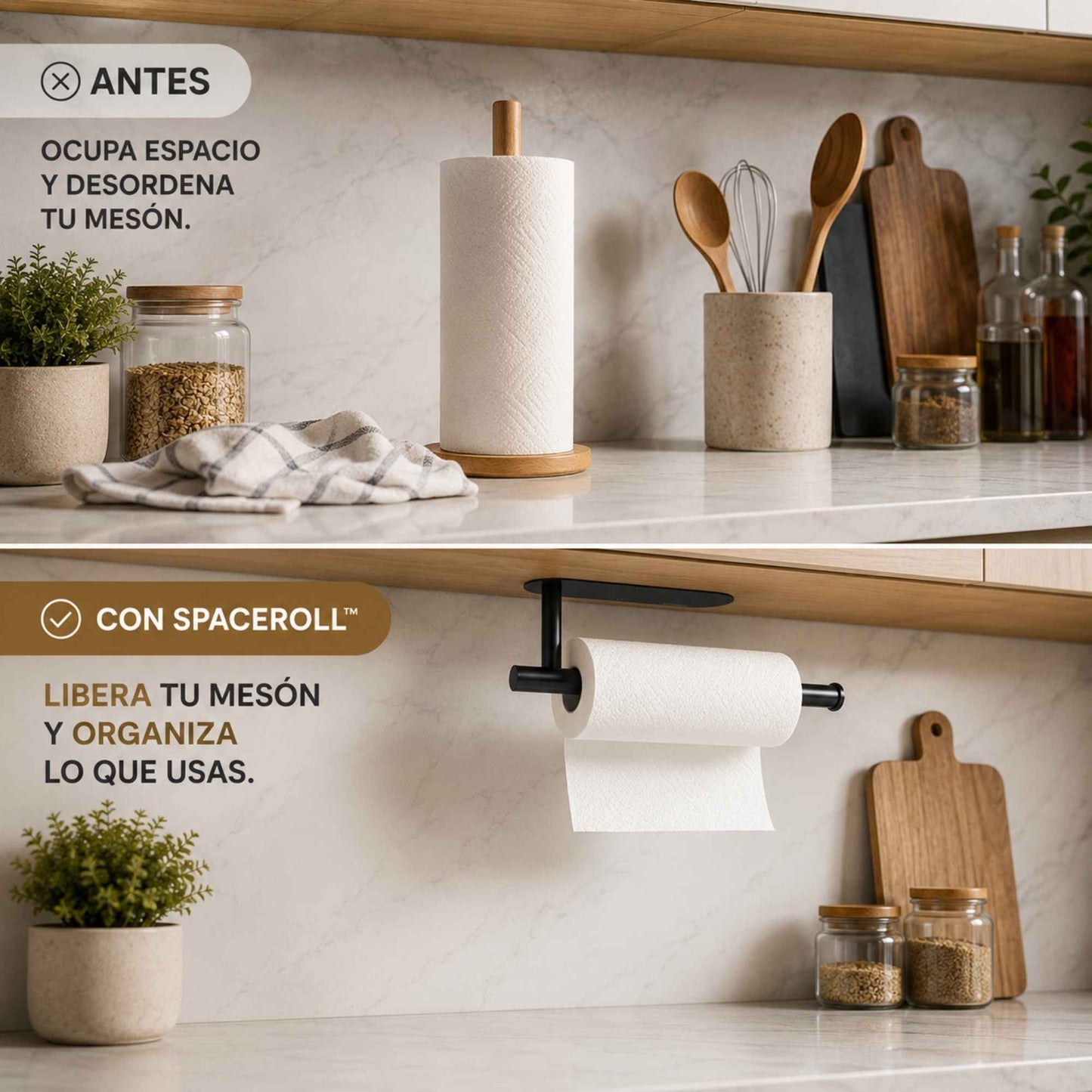 SpaceRoll™ – Soporte Multiusos que Libera Espacio sin Perforar