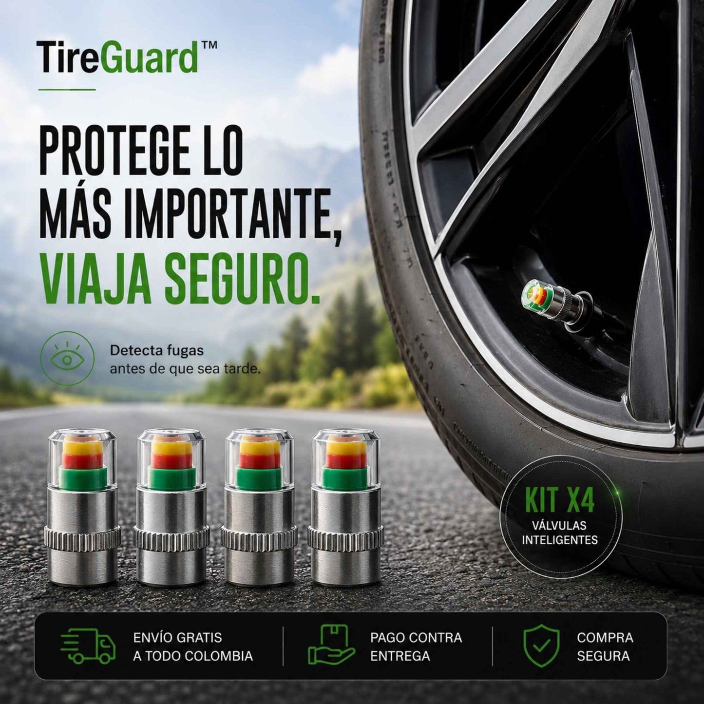 TireGuard™ – Kit x4 Válvulas Inteligentes