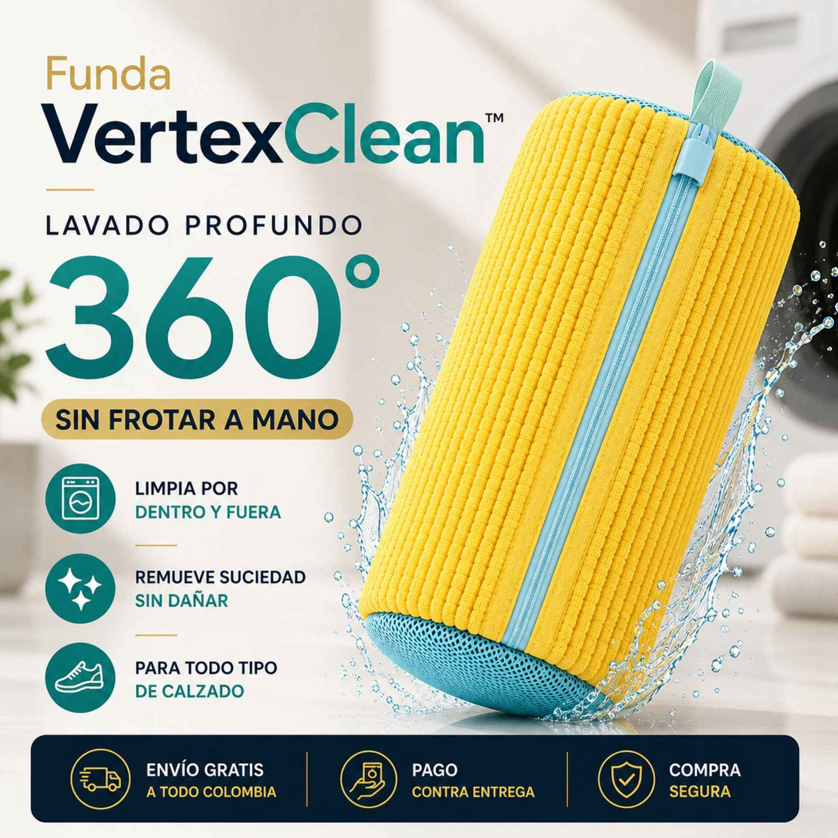 VertexClean™: Lavado profundo 360° sin frotar a mano.