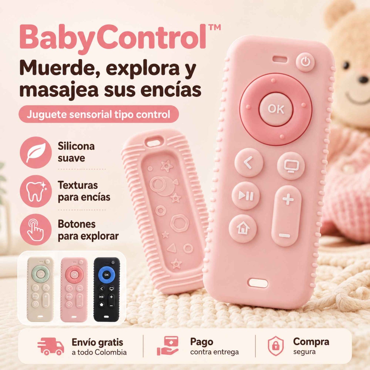 BabyControl™ – Muerde, explora y masajea sus encias mientras juega