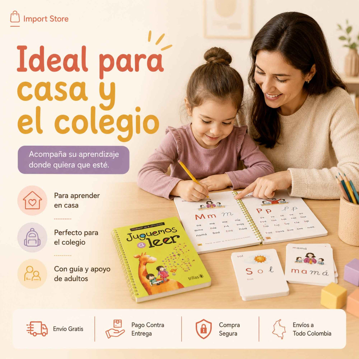 Kit Juguemos a Leer: El método definitivo para aprender jugando. (Libro de ejercicios + manual)