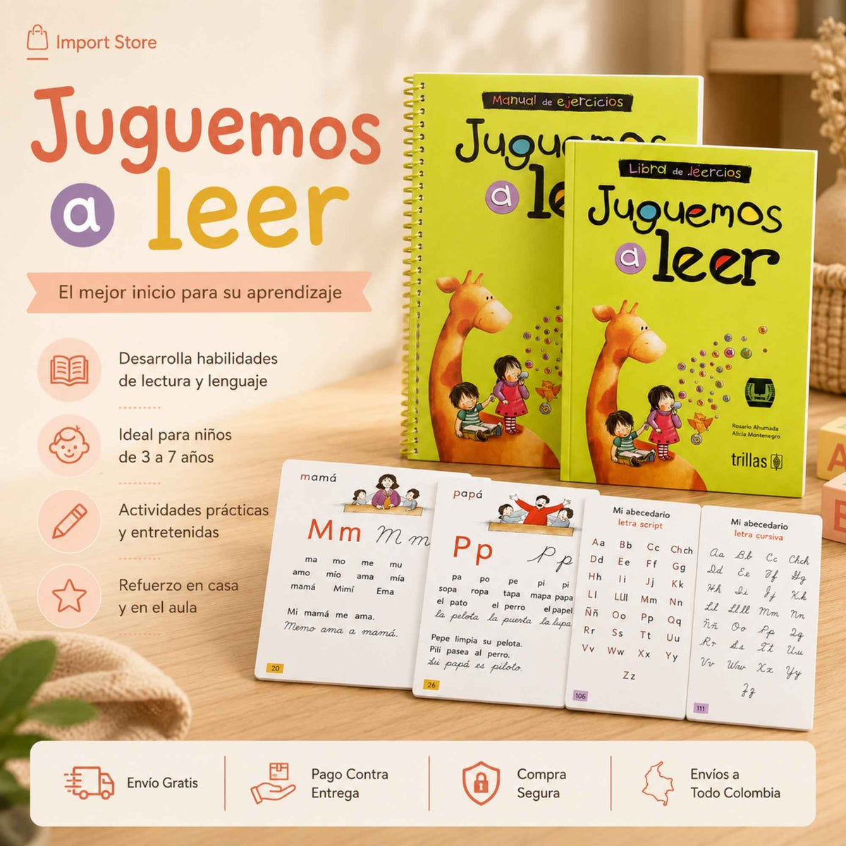 Kit Juguemos a Leer: El método definitivo para aprender jugando. (Libro de ejercicios + manual)