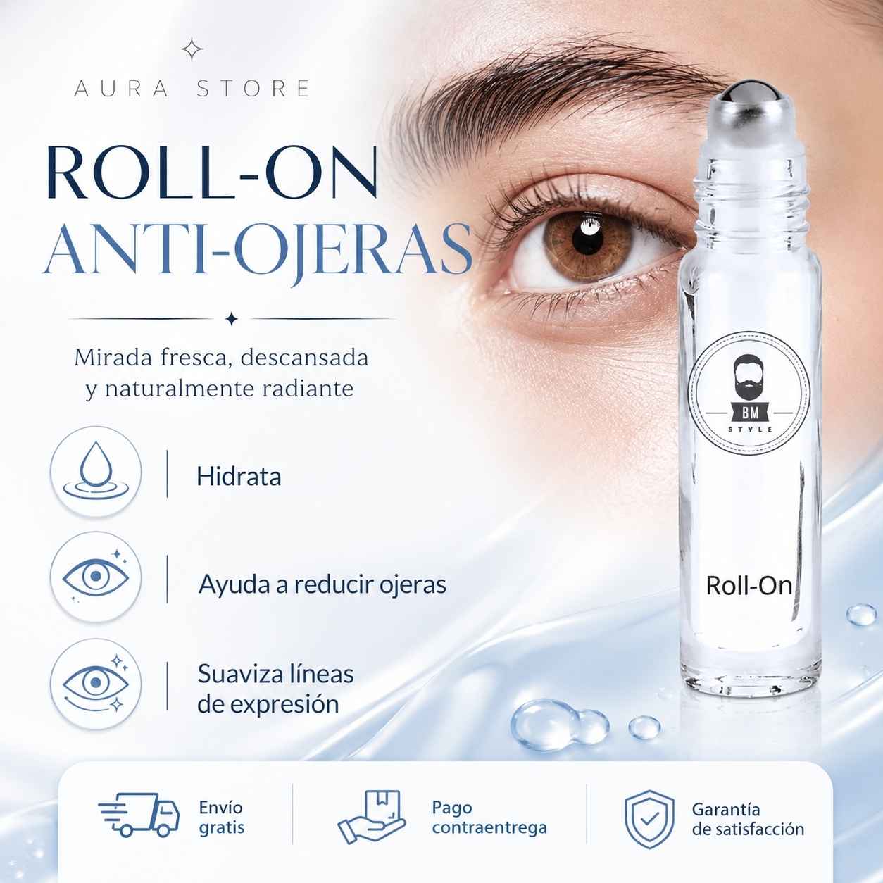 OMstyle™ | Roll-on antiojeras con ácido hialurónico y cafeína ¡OFERTA 2x1!