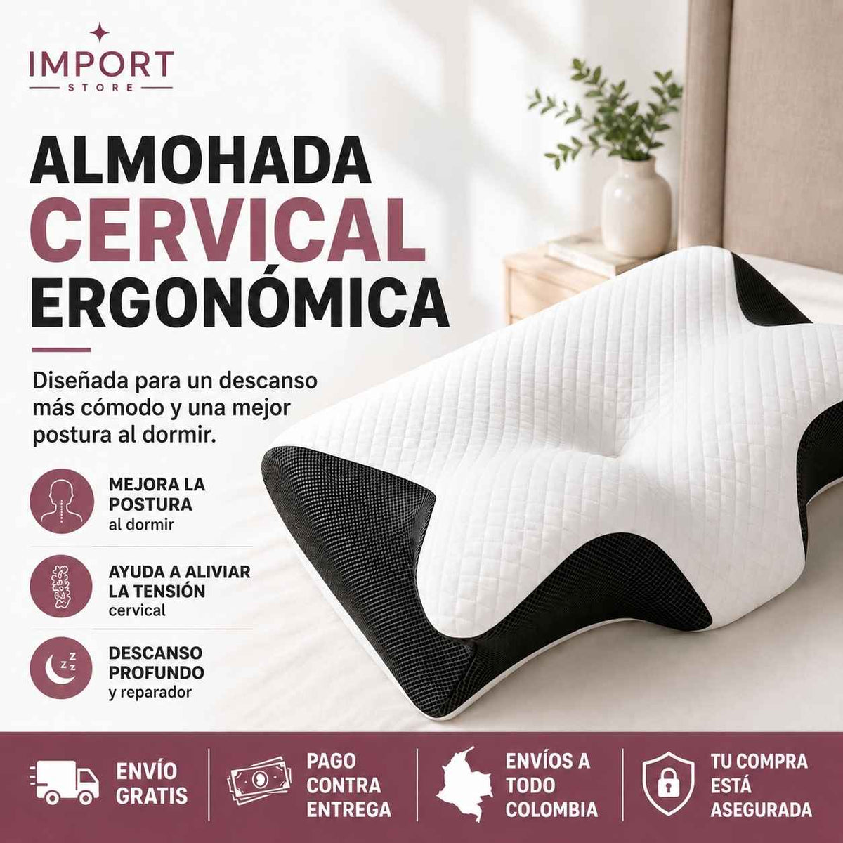 OrthoSleep™ Despierta sin dolor: Almohada Cervical Ergonómica para un descanso profundo.